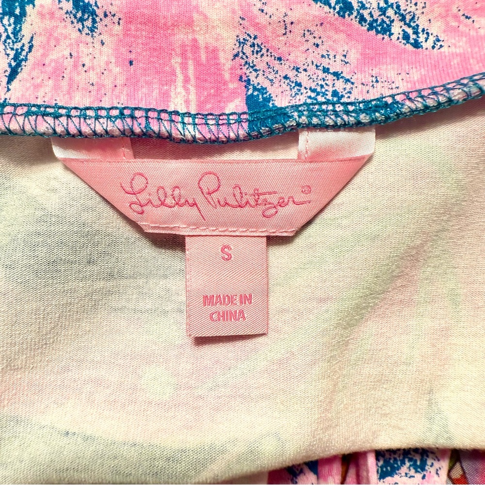 Lilly Pulitzer Pink and Blue Floral Karlie Wrap Romper Small - Picture 5 of 8
